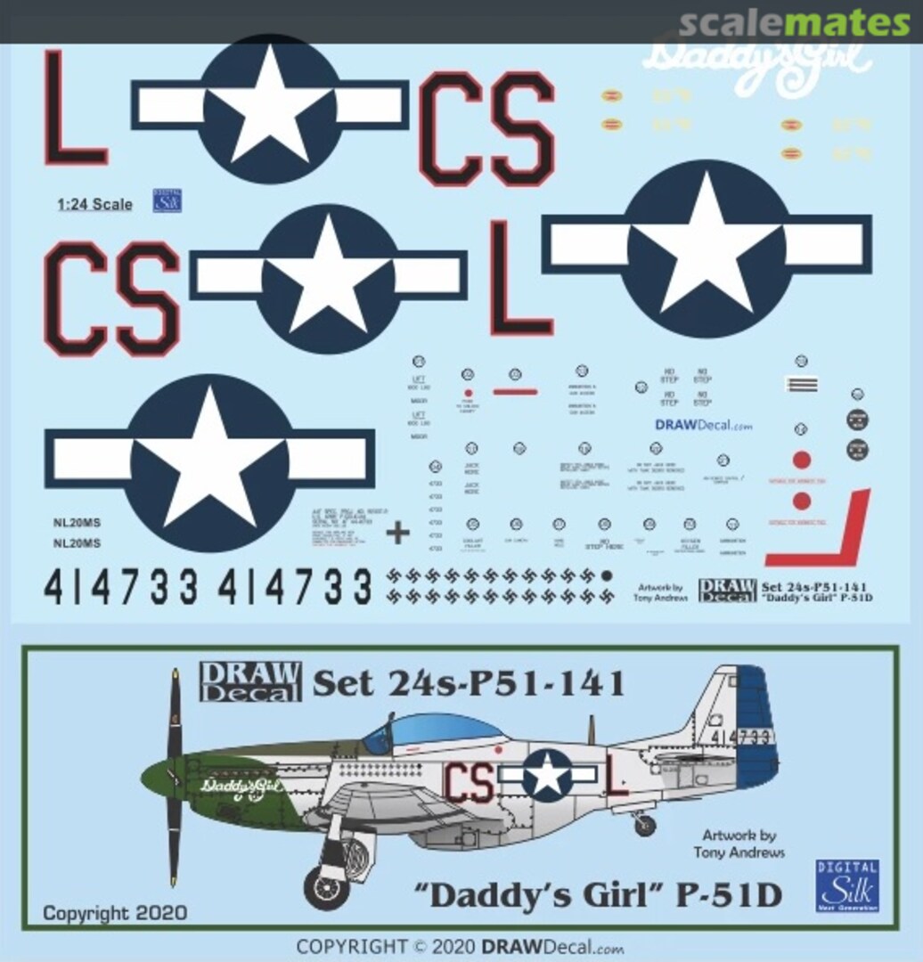 Boxart “Daddy’s Girl” P-51D 24-P51-141 Draw Decal