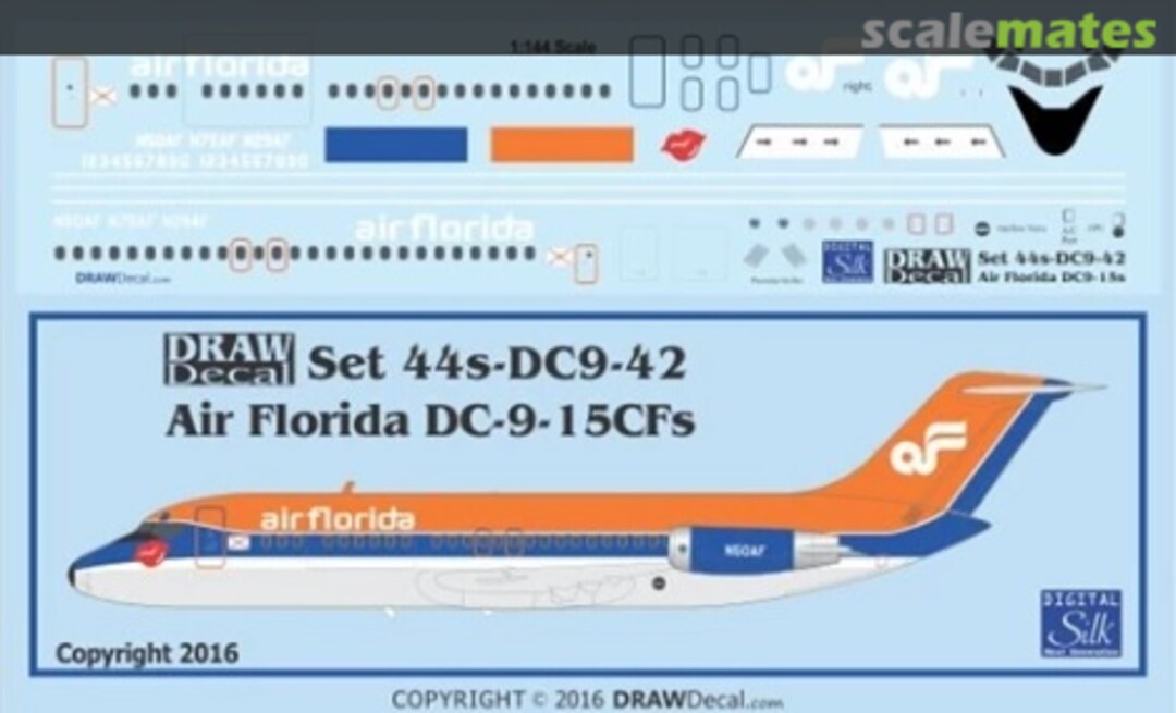 Boxart Air Florida DC-9-15CFs 44-DC9-42 Draw Decal