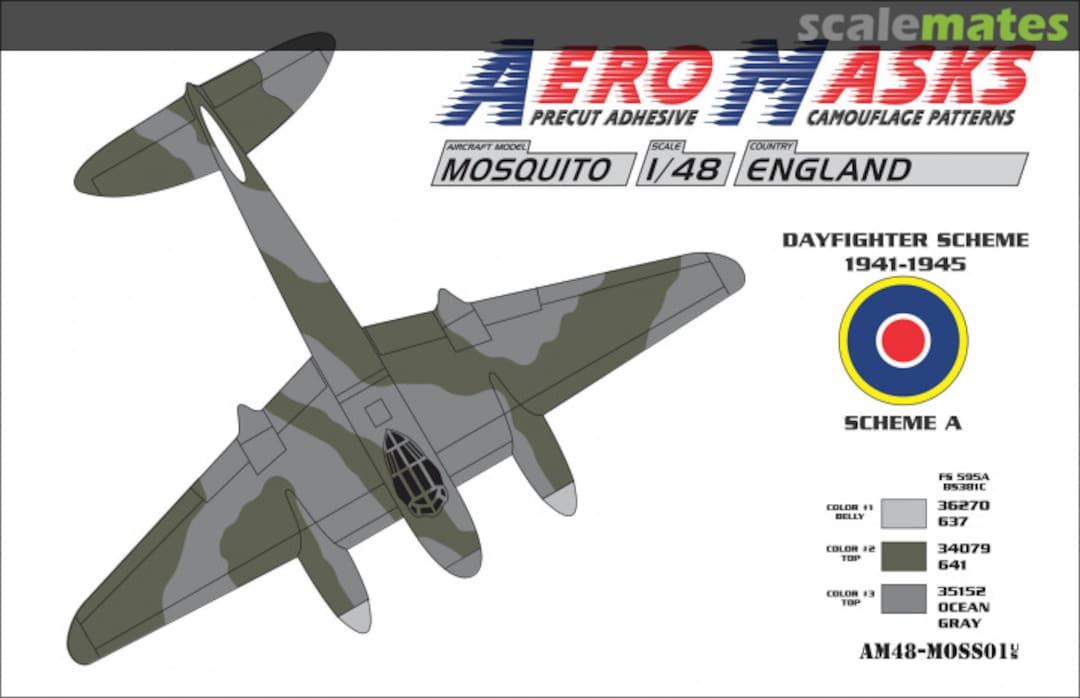 Boxart Mosquito England Dayfighter Scheme 1941-1945 Scheme A AM48-MOSS01 AeroMasks