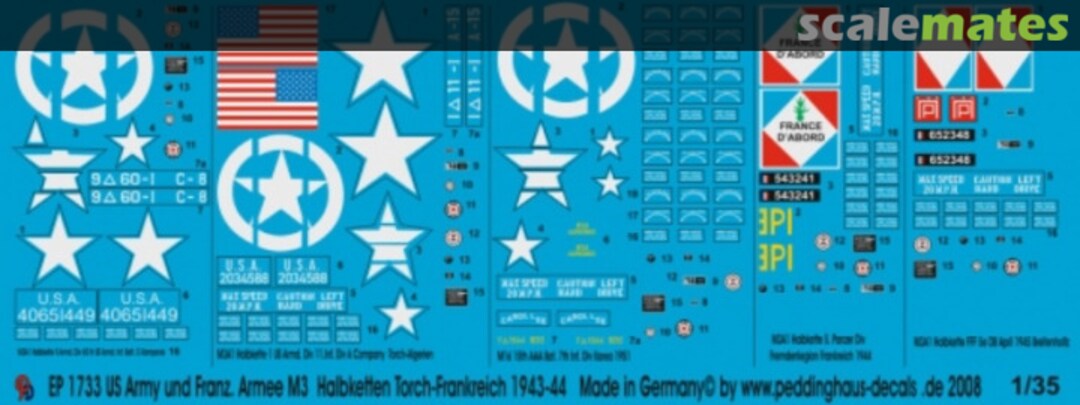 Boxart M3A1 US und Franz. Halbketten 1943-44 EP 1733 Peddinghaus-Decals