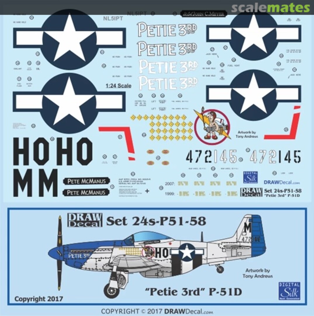 Boxart P-51D “Petie 3rd” 24-P51-58 Draw Decal