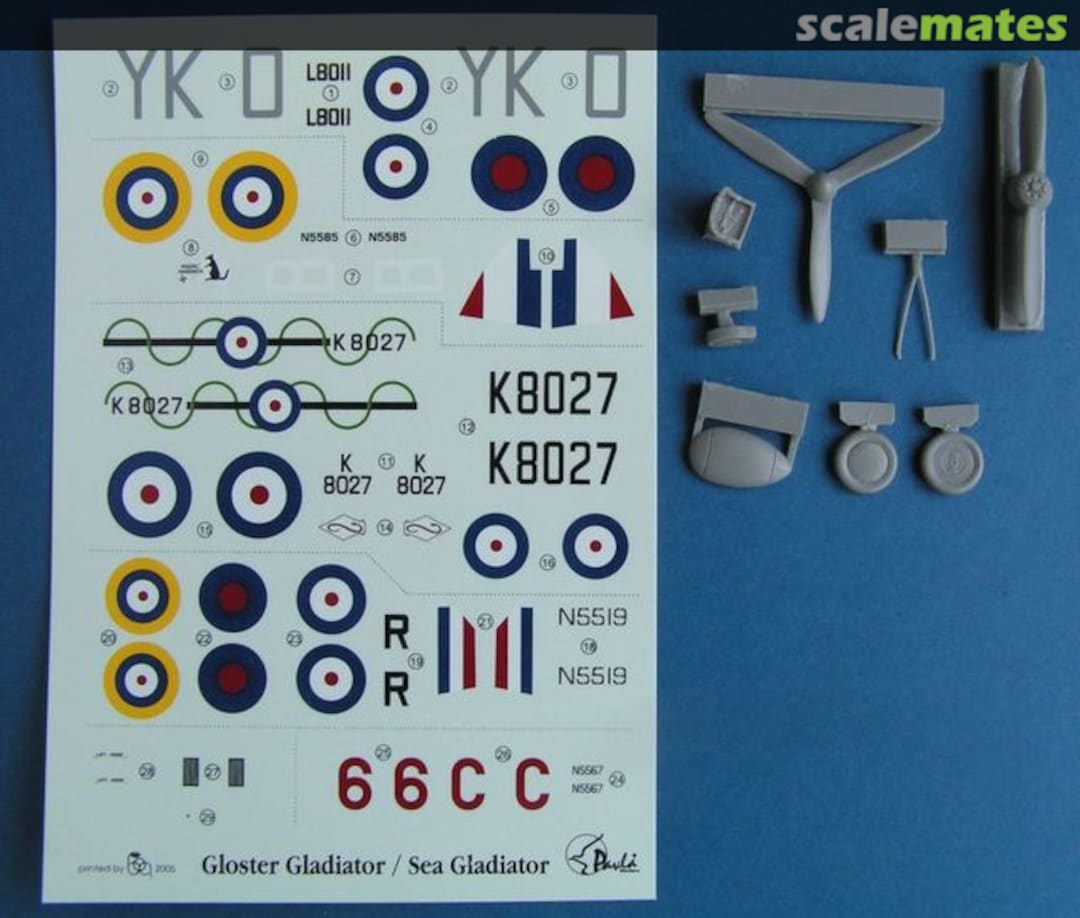 Boxart Gloster Gladiator upgrade + decal sheet For all kits U72-130 Pavla Models