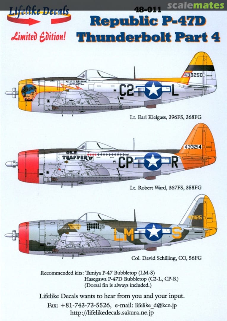 Boxart Republic P-47D Thunderbolt Part 4 48-011 Lifelike Decals