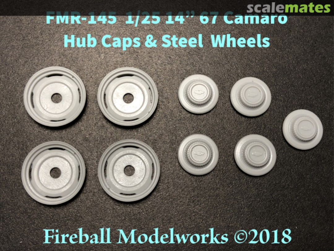 Boxart 14" Camaro Steel Wheels and Hub Caps FMR-145-14" Fireball Modelworks