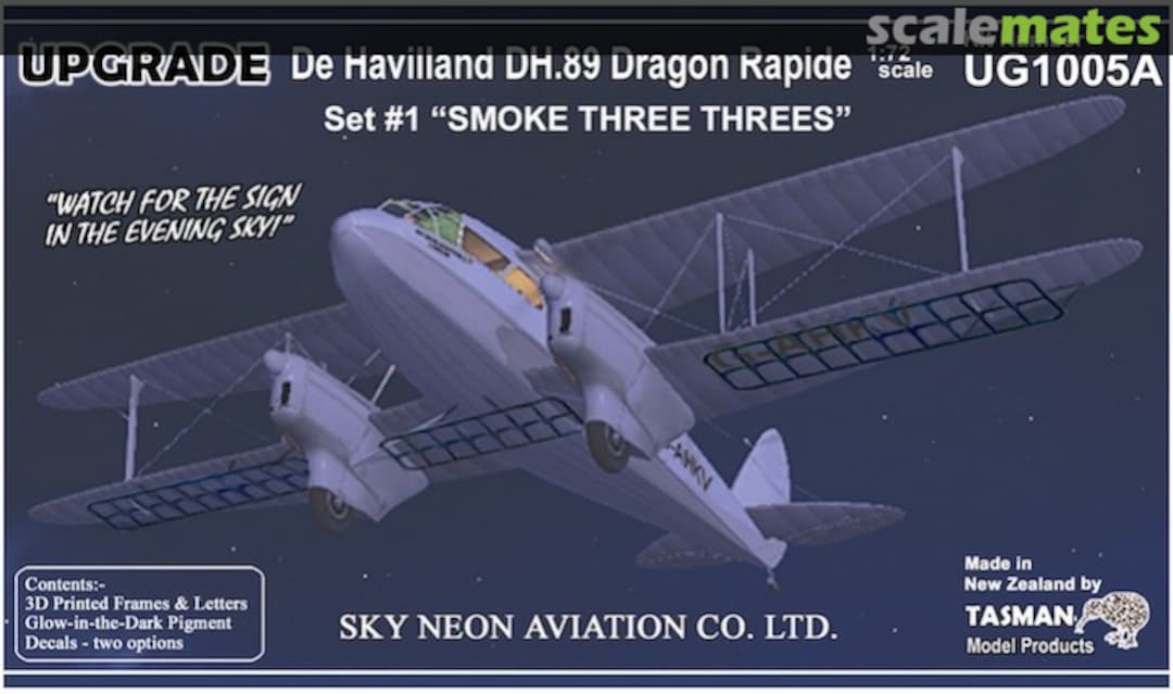 Boxart De Havilland DH.89 Dragon Rapide Set #1 "Smoke Three Threes" UG1005A Tasman Model Products