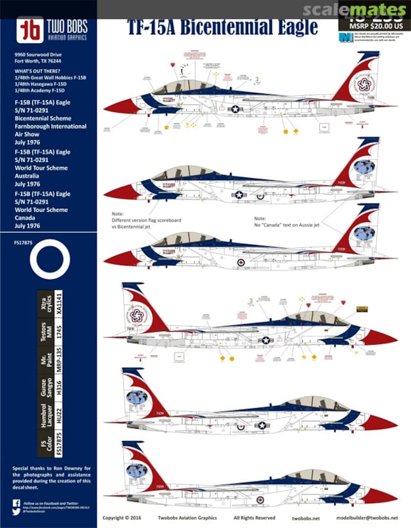 Boxart TF-15A Bicentennial Eagle 48-253 TwoBobs Aviation Graphics