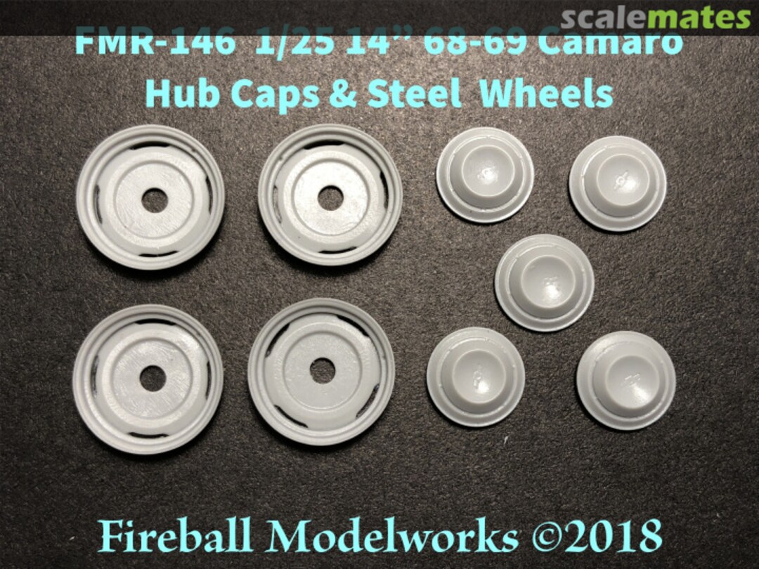 Boxart 14" Camaro Steel Wheels and Hub Caps FMR-146-14" Fireball Modelworks