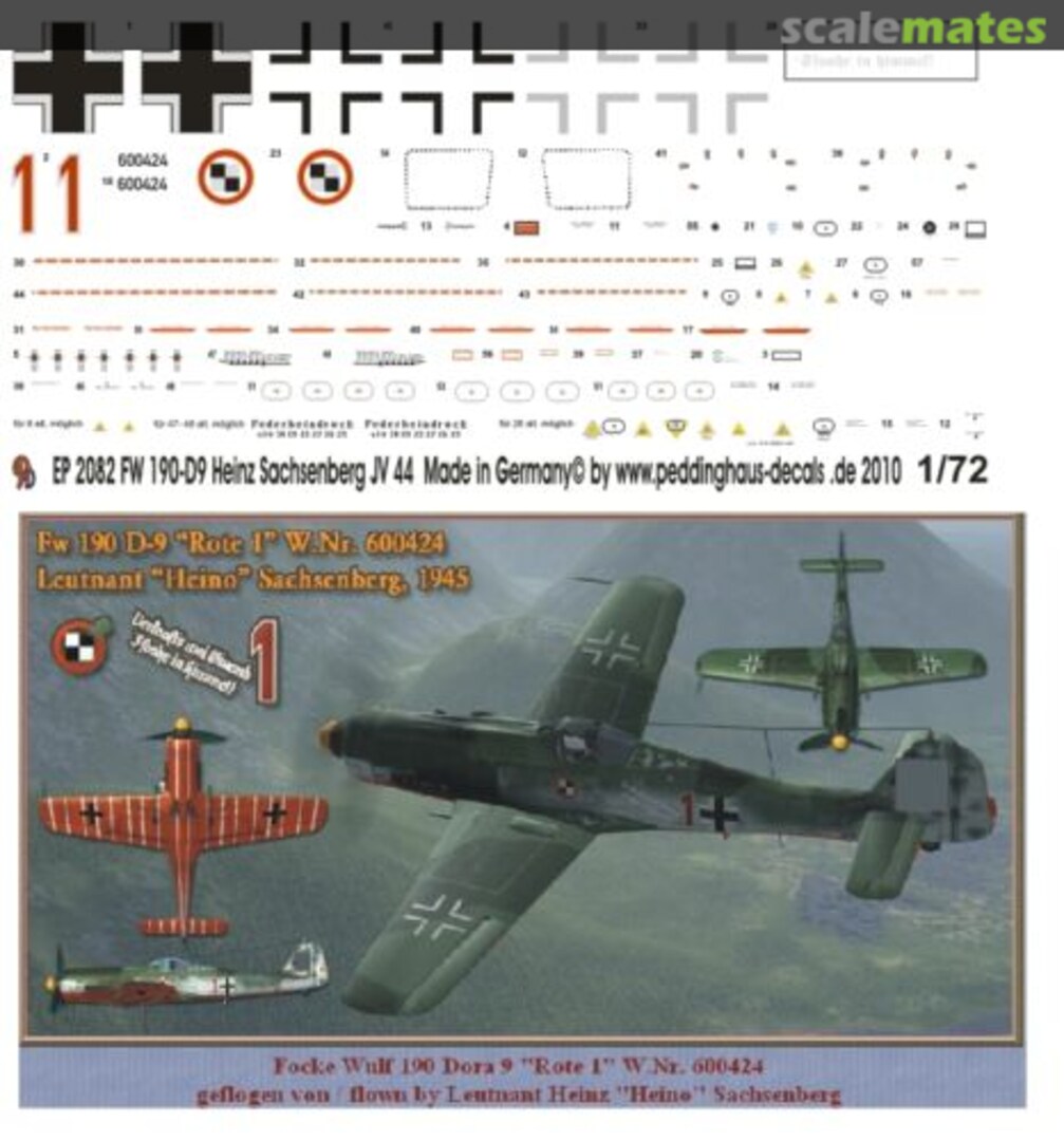 Boxart Fw 190 D-9, Rote 1, W.Nr. 600424 EP 2082 Peddinghaus-Decals