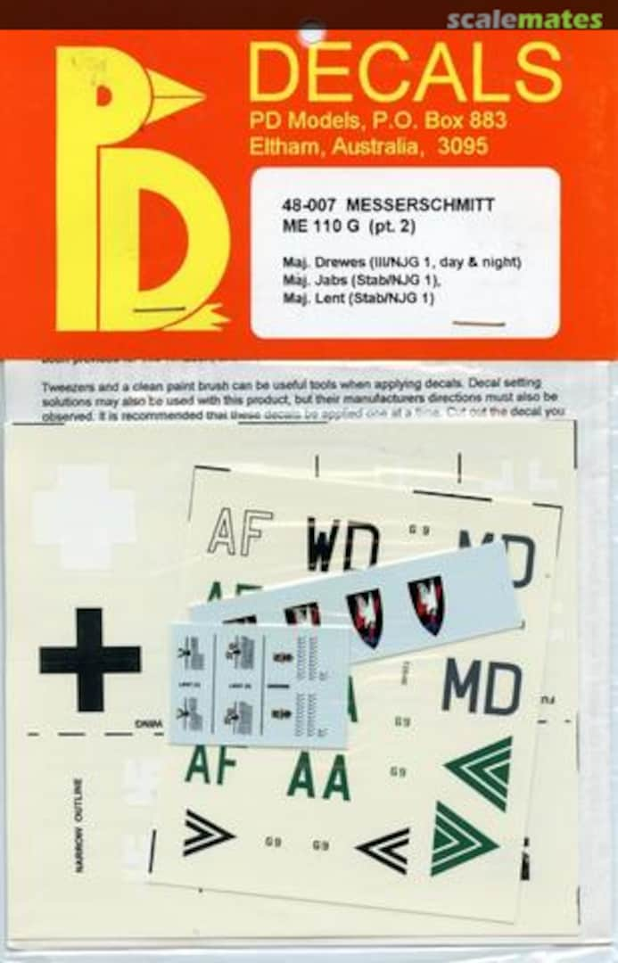 Boxart Messerschmitt ME-110 G (Pt.2) 48-007 PD Models