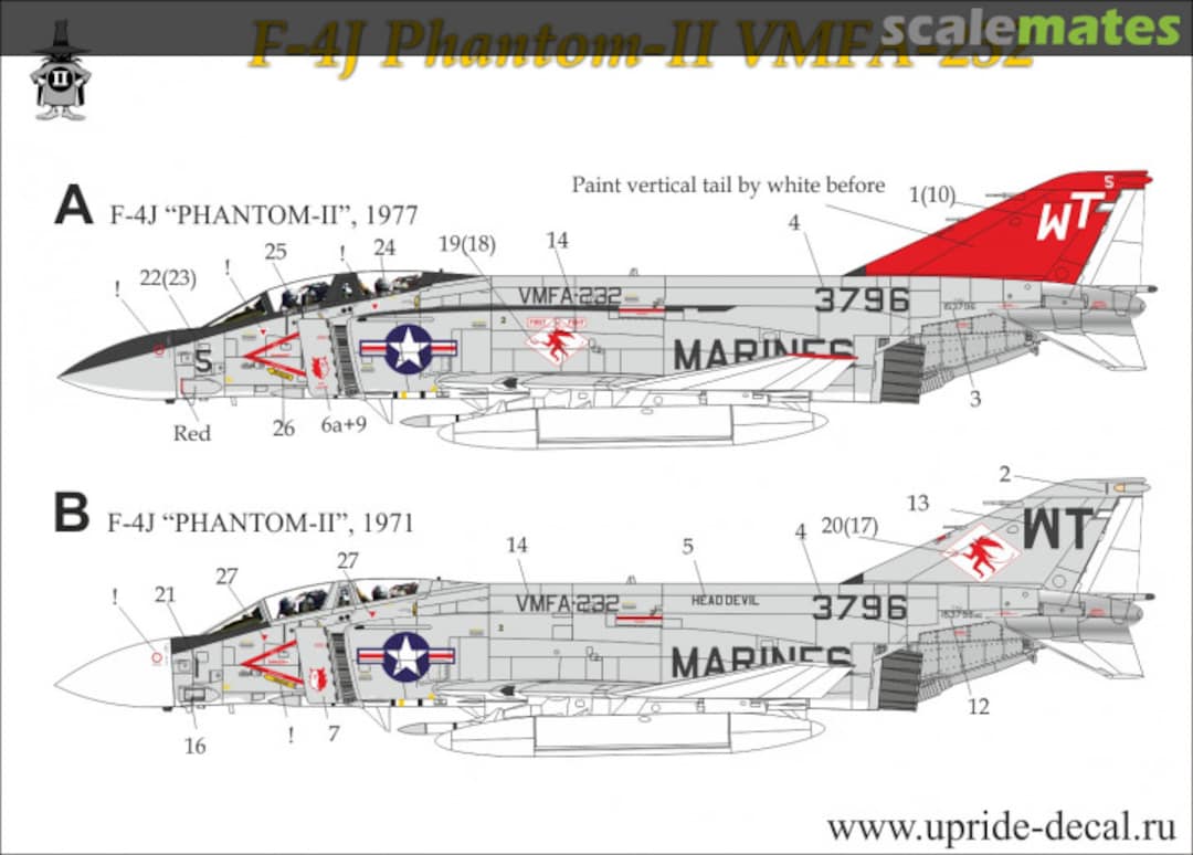 Boxart F-4J Phantom-II VMFA-232 UR14415 UpRise Decal Serbia