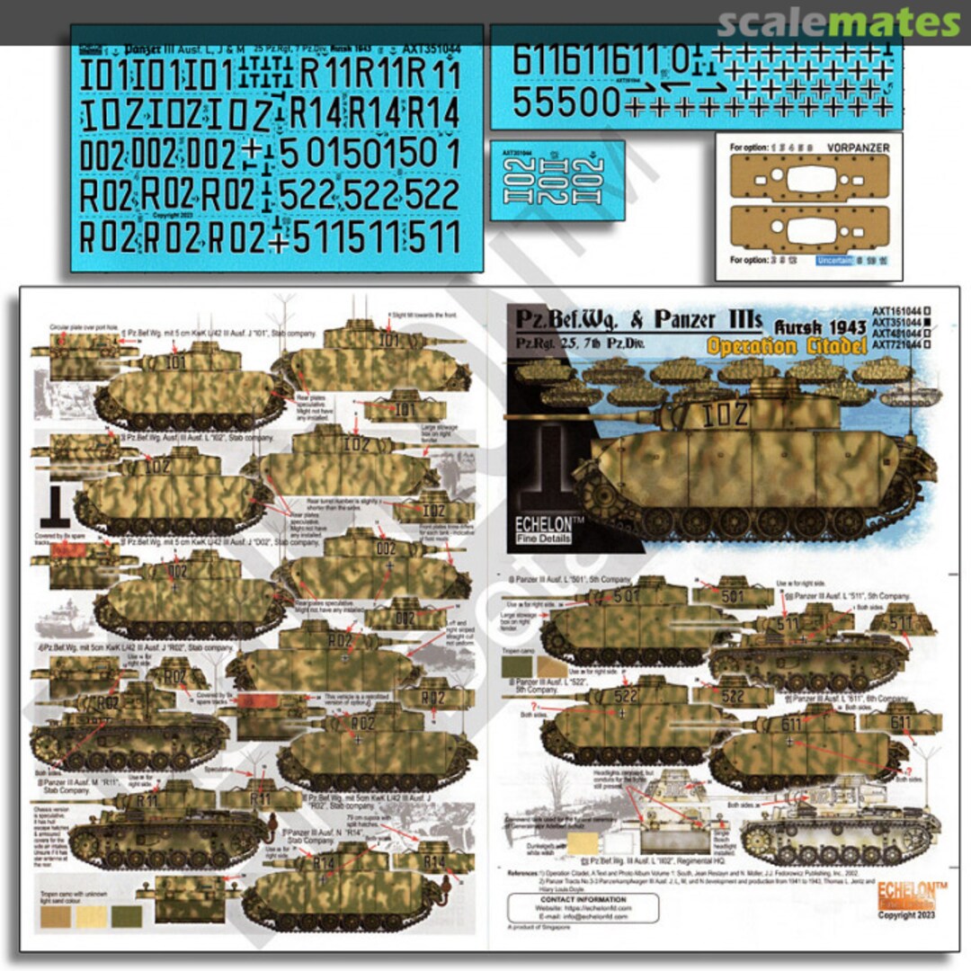 Boxart 7.Pz.Div. Befehlswagen & Panzer IIIs (Ausf. J, L, M & N) AXT351044 Echelon Fine Details