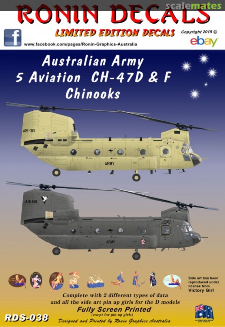 Boxart Australian Army 5 Aviation CH-47D & F Chinook's RDS-038 Ronin Decals