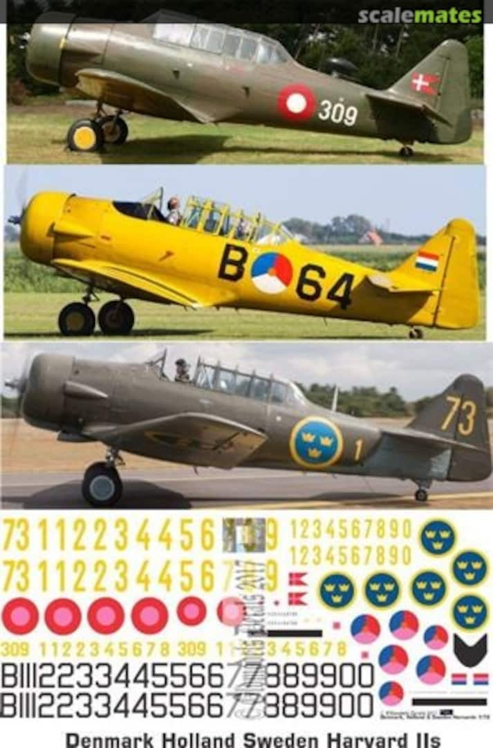 Boxart Denmark - Holland - Sweden Harvard IIs OMD1188 Oldmodels Decals