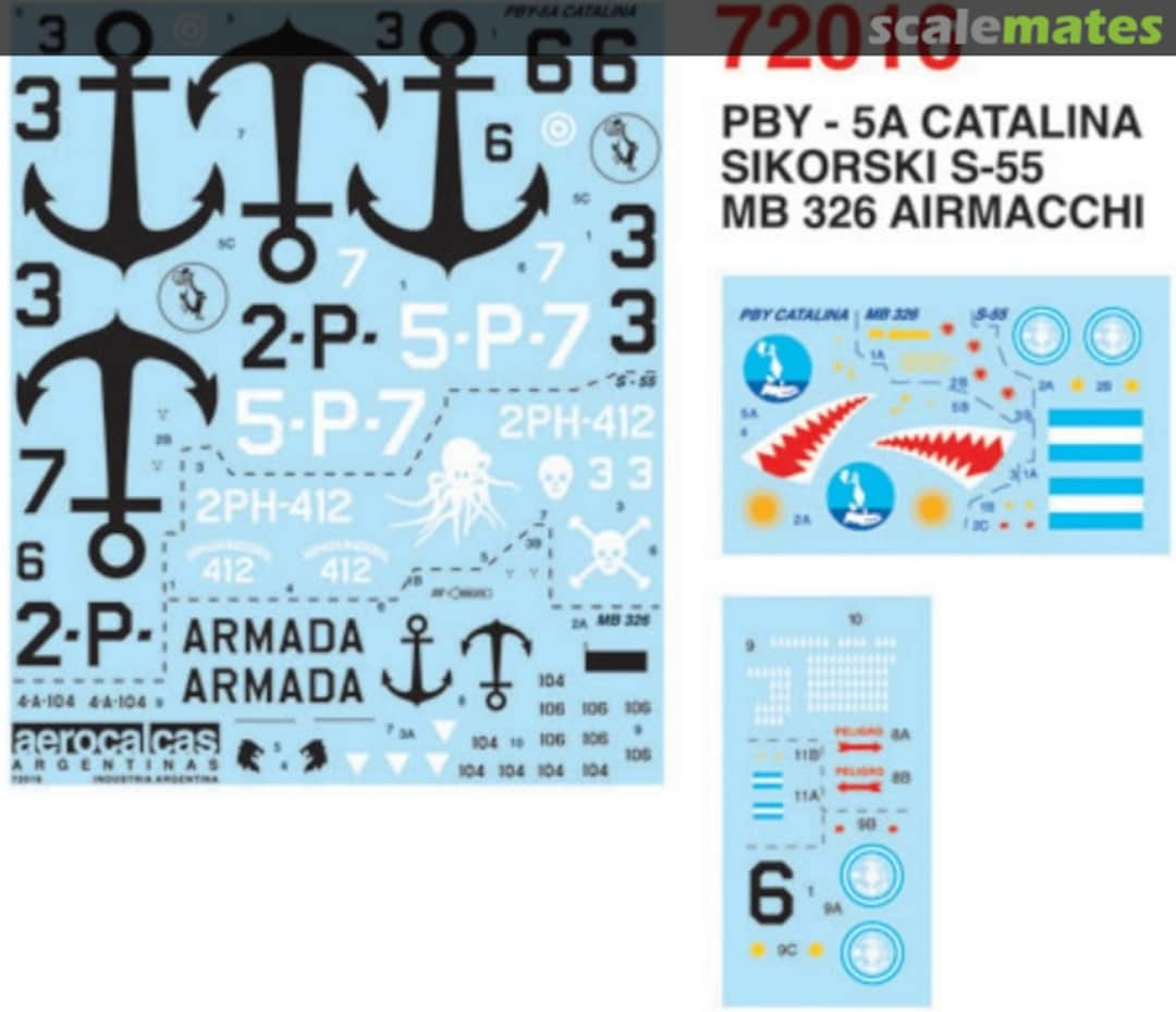 Boxart PBY-5A Catalina / Sikorsky S-55 / MB326 Airmacchi 72016 Aerocalcas Argentinas