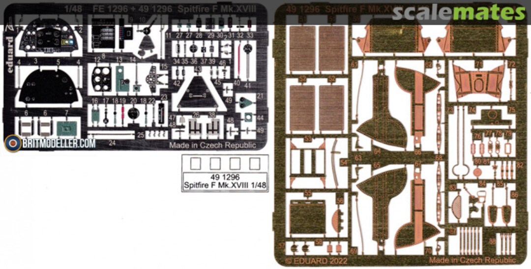 Boxart Spitfire F Mk.XVIII detail set 491296 Eduard