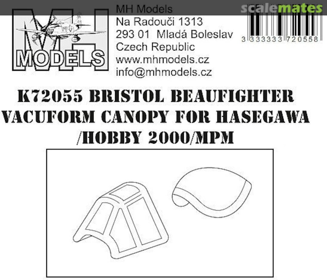 Boxart Bristol Beaufighter Vacuform Canopy K72055 MH Models