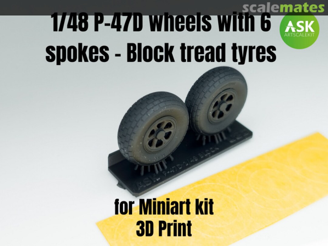 Boxart P-47D wheels with 6 spokes - Block tread tyres and masks 200-A48010 ASK