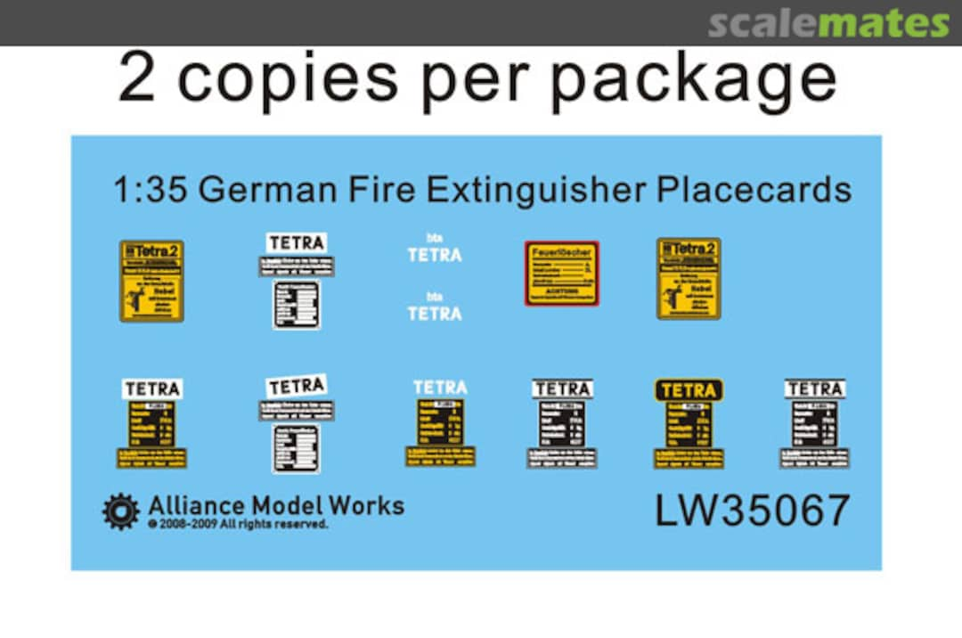 Boxart WW2 German Fire Extingusher Placards LW35067 Alliance Model Works