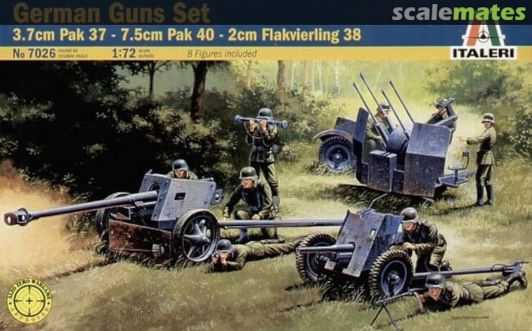 Boxart 3.7cm Pak 37 - 7.5cm Pak 40 - 2cm Flakvierling 38 7026 Italeri