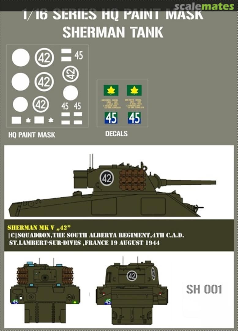 Boxart Canadian Sherman Mk.V '42' Paint mask SH 001 HQ-Masks