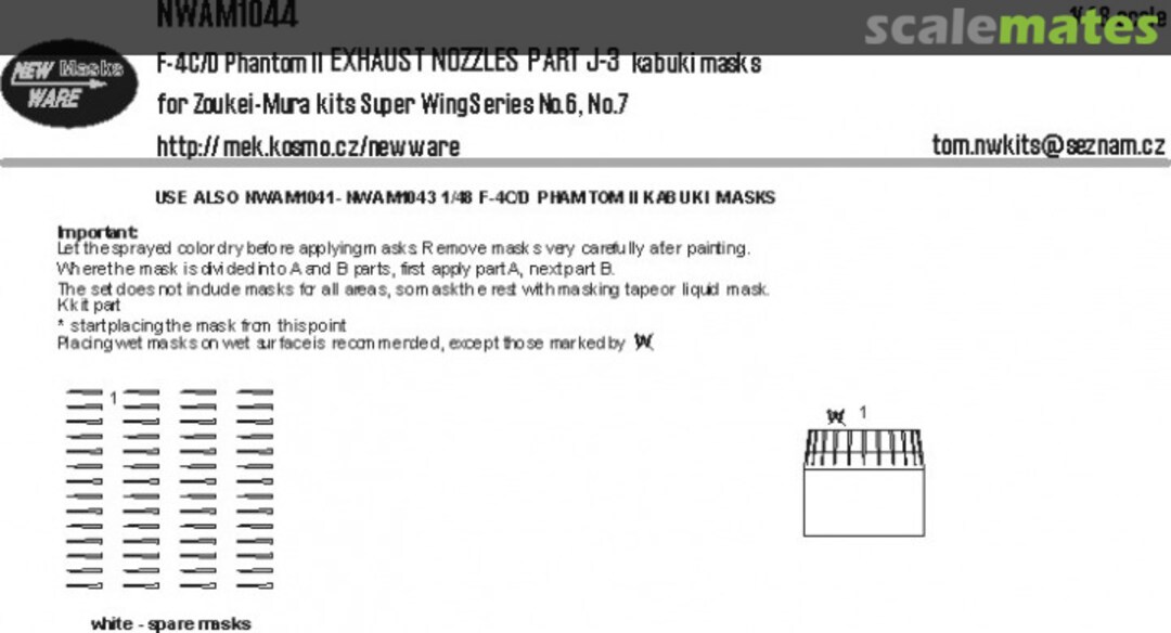 Boxart F-4C/D Phantom II EXHAUST NOZZLES PARTS J3 kabuki masks NWAM1044 New Ware