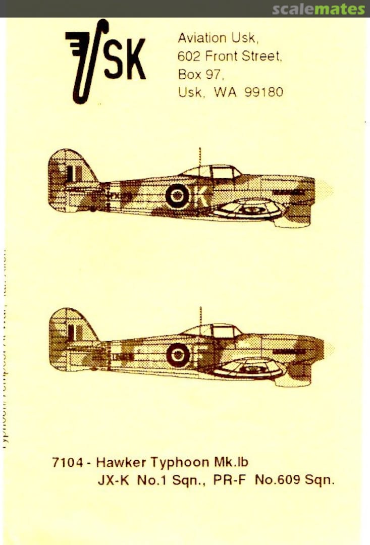 Boxart Hawker Typhoon Mk.Ib 7104 Aviation USK