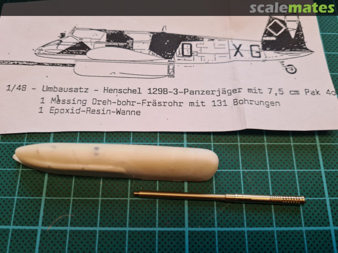 Contents BK 7,5 Messing Rohr mit Resin Wanne Waffenverkleidung für Revell HS 129 4868 Schatton Modellbau