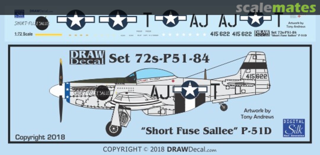 Boxart “Short-Fuse Sallee” P-51D 72-P51-84 Draw Decal