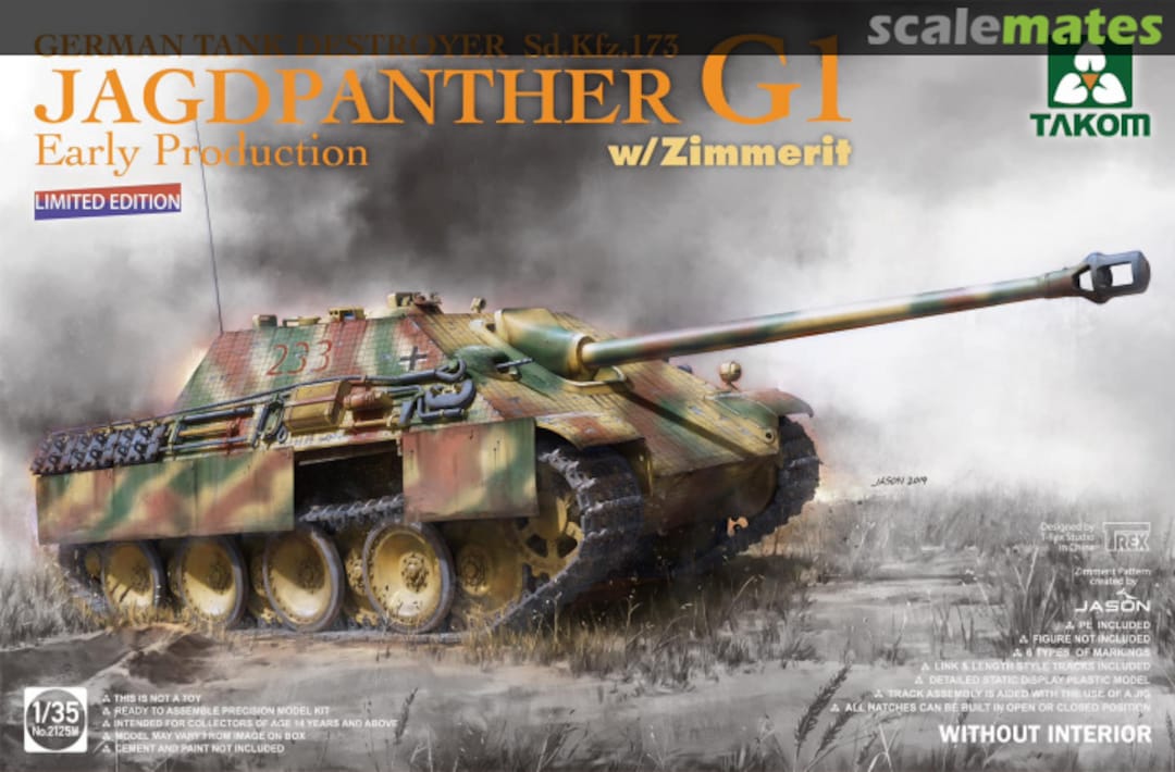 Boxart Sd.Kfz. 173 Jagdpanther G1 Early Production w/Zimmerit 2125W Takom