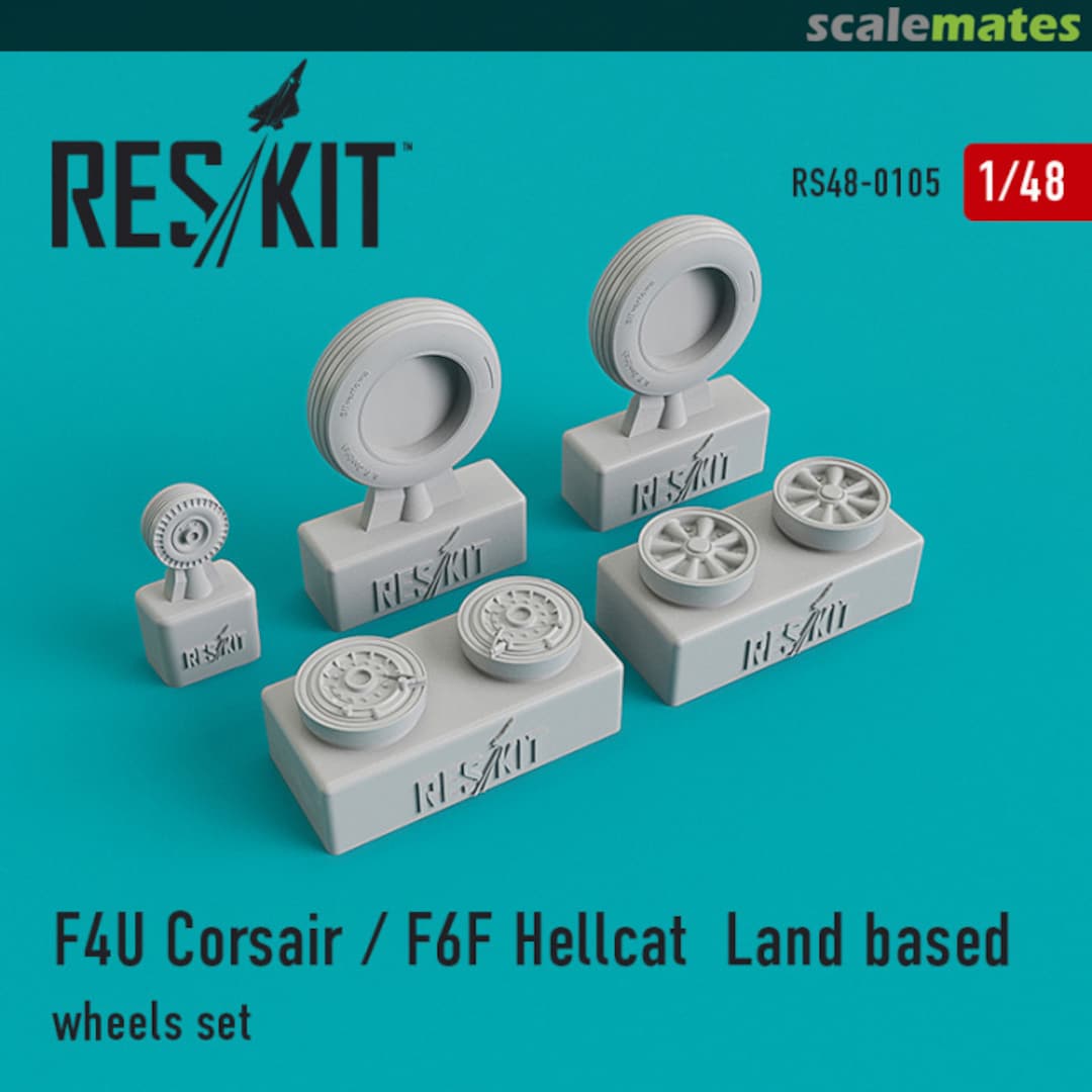 Boxart F4U Corsair/F6F Hellcat Land Based Wheels Set RS48-0105 ResKit