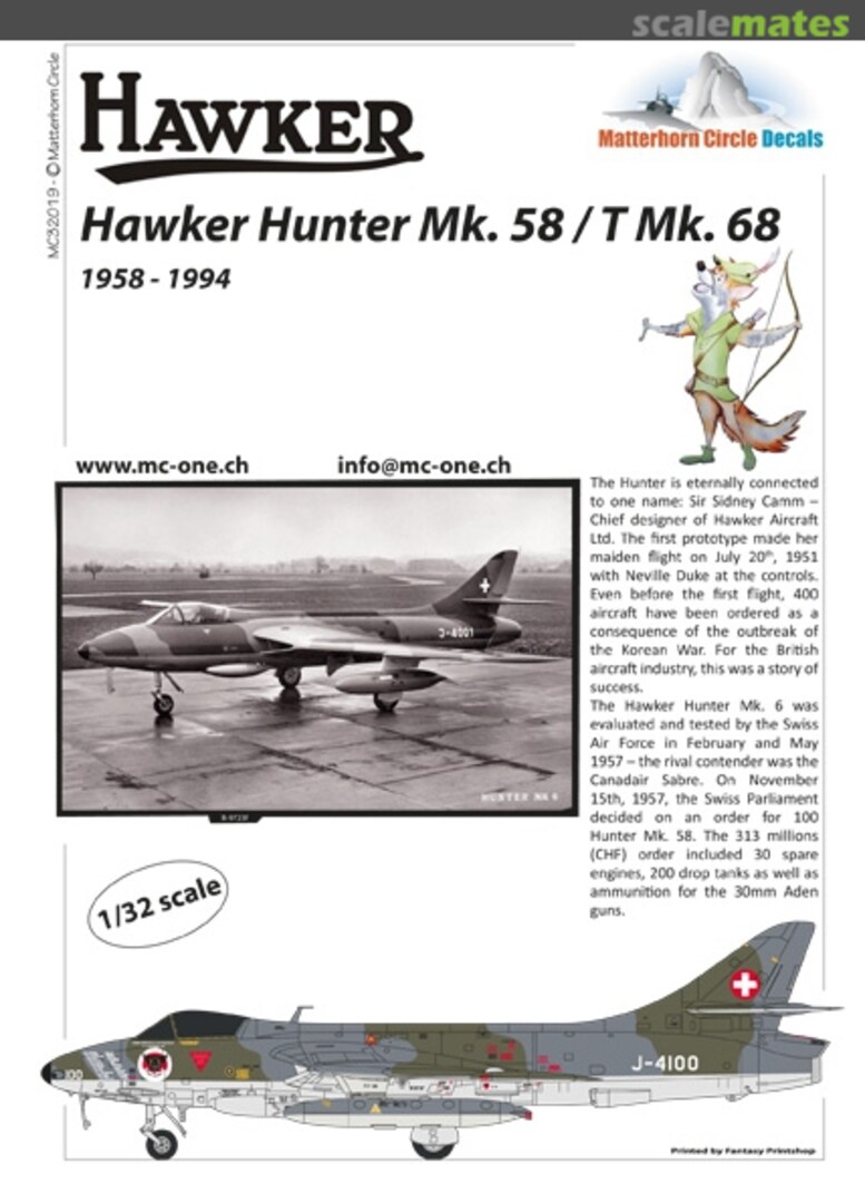 Boxart Hawker Hunter Mk.58 / T Mk.68 MC32019 Matterhorn Circle