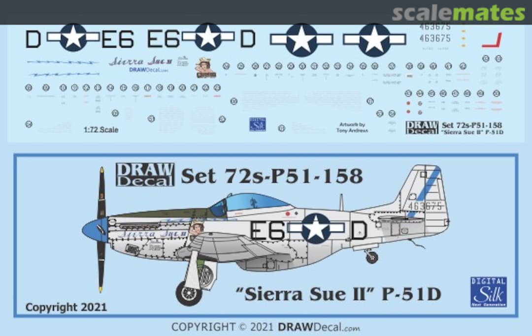 Boxart “Sierra Sue II” P-51D 72-P51-158 Draw Decal