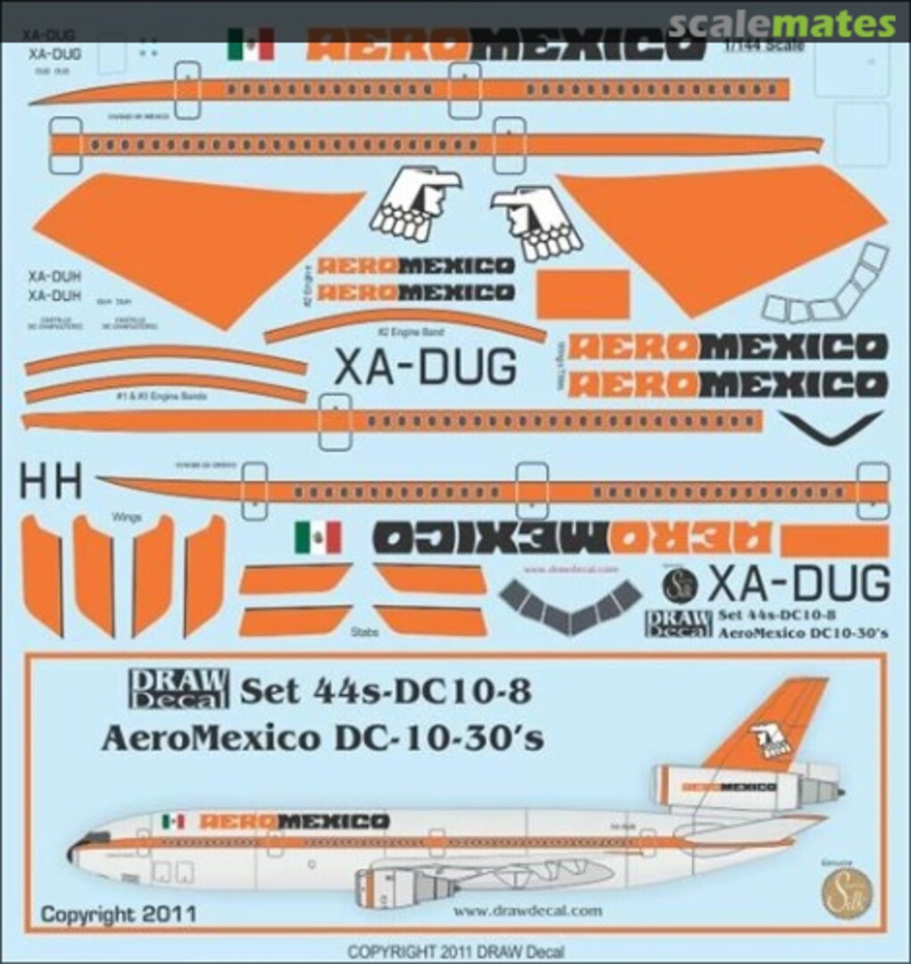 Boxart AeroMexico Delivery Colors DC-10-30s 44-DC10-8 Draw Decal