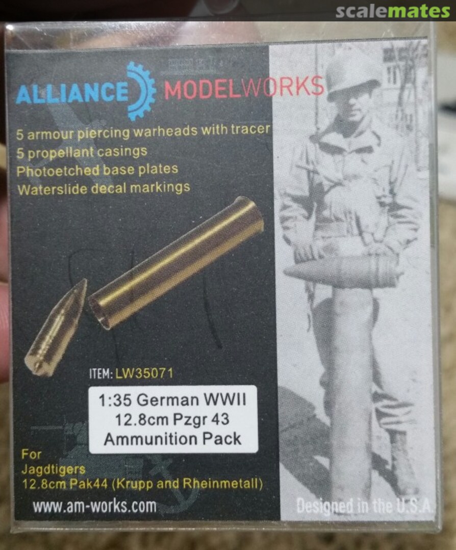 Boxart German WW2 12.8cm Pzgr 43 Ammunition Pack LW35071 Alliance Model Works