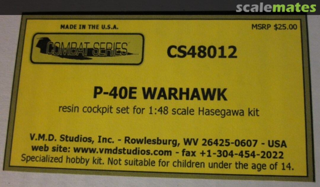 Boxart P-40E Warhawk Resin Cockpit CS48012 V.M.D. Studios