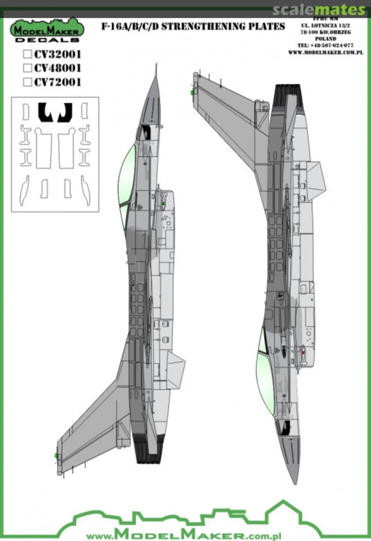 Boxart F-16A/B/C/D strengthening plates - vinyl CV32001 ModelMaker