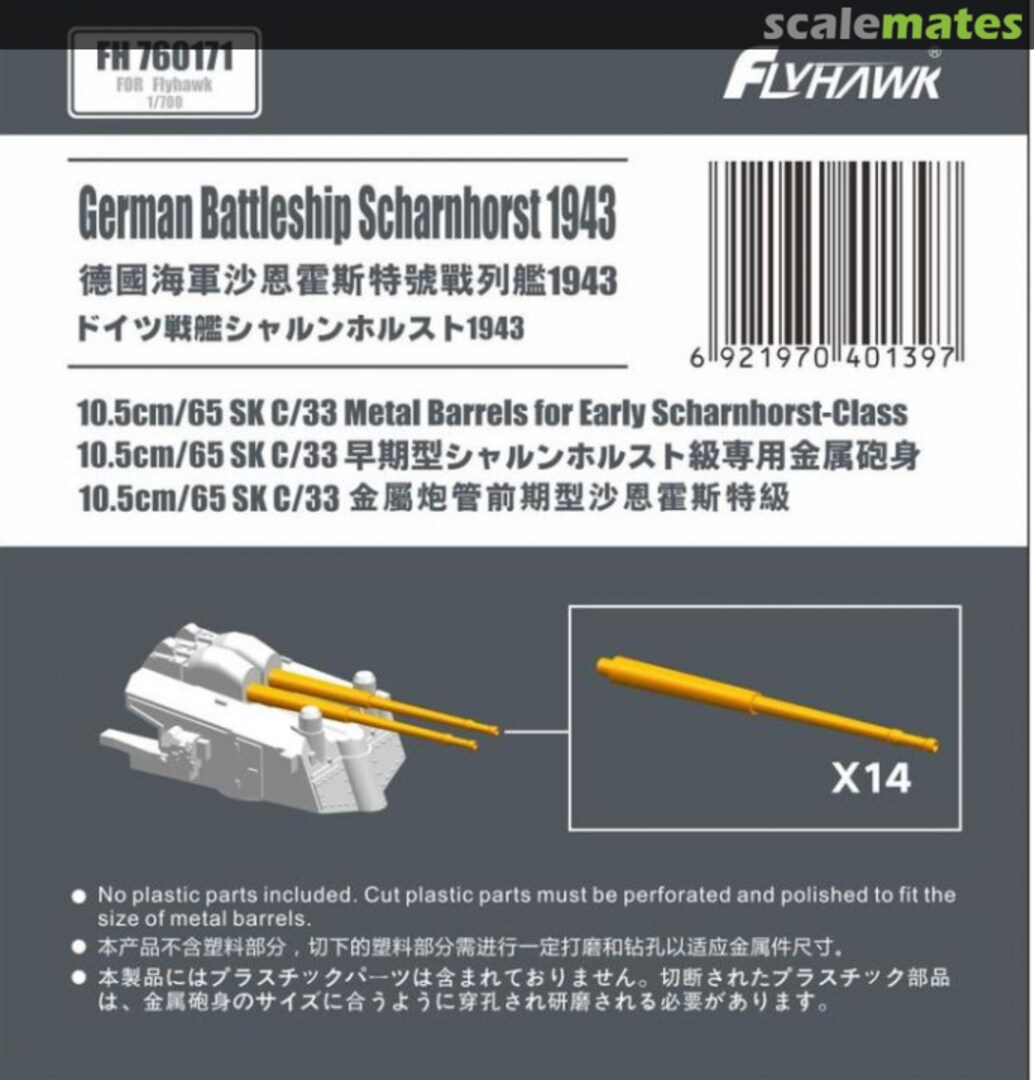 Boxart 10.5cm/65 SK C/33 Metal Barrels early FH760171 FlyHawk Model