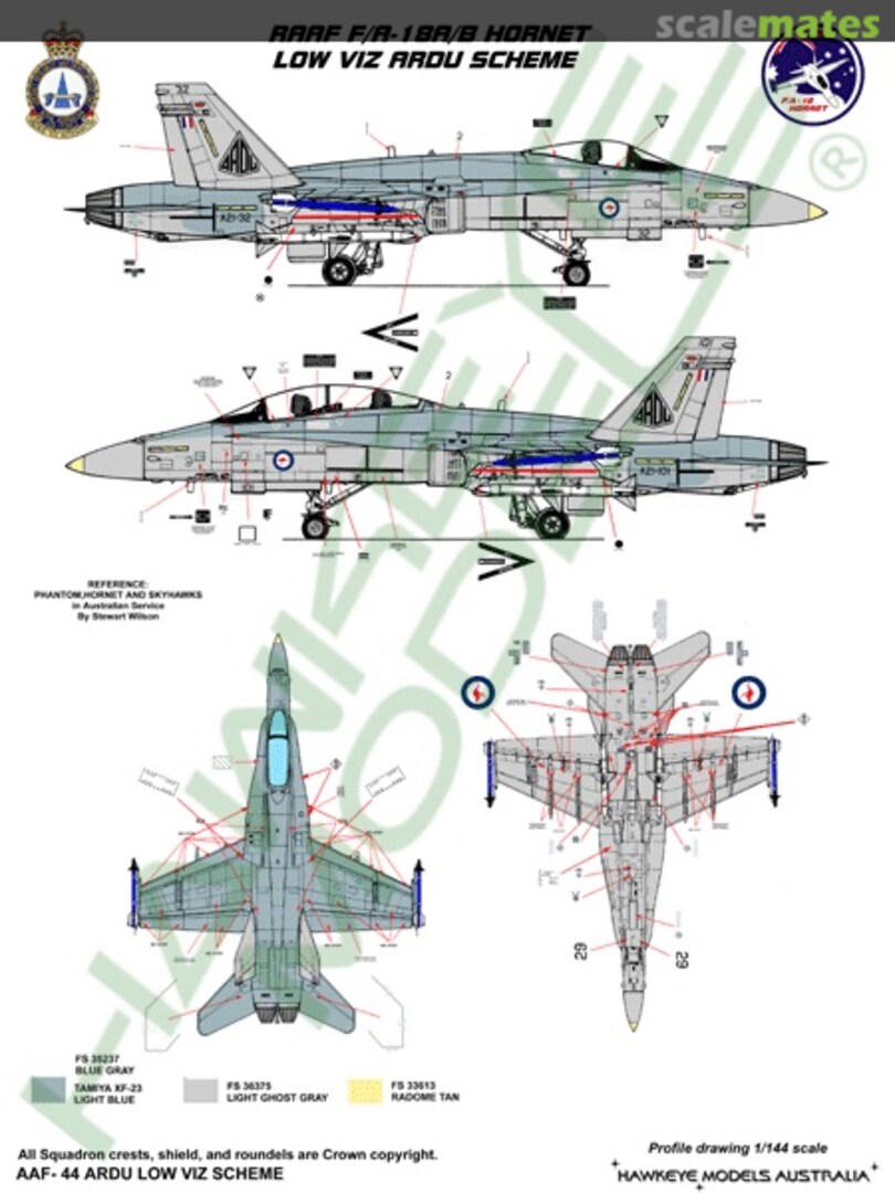 Boxart RAAF F/A-18A/B Hornet, ARDU Low Viz AFF-044 Hawkeye Models