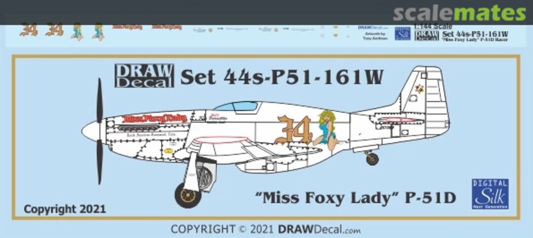 Boxart “Miss Foxy Lady” White P-51D 44-P51-161W Draw Decal