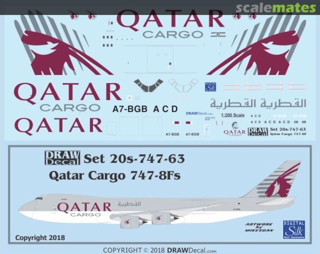 Boxart Qatar Cargo 747-8Fs 20-747-63 Draw Decal