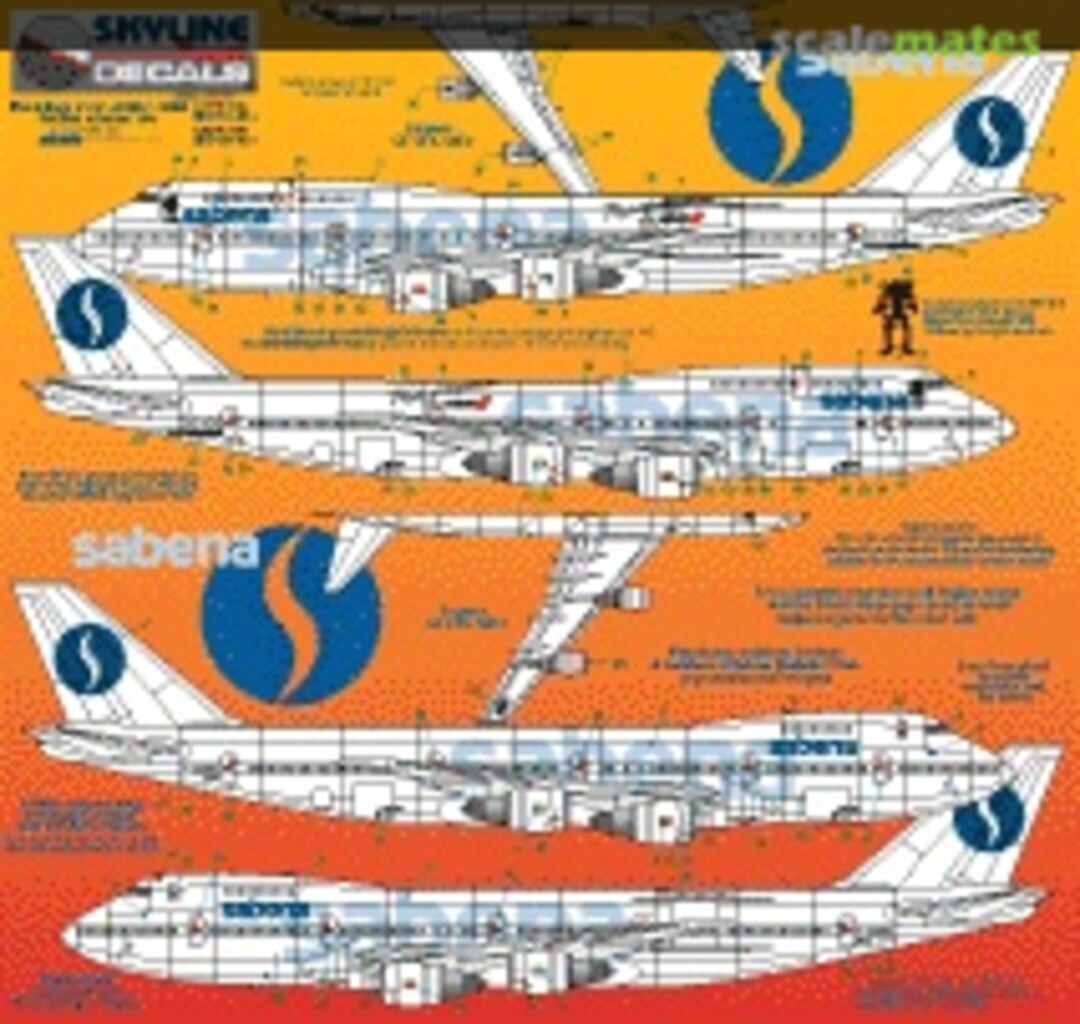 Boxart Sabena scheme 1990 Boeing B747 SKY144-24 Skyline Decals