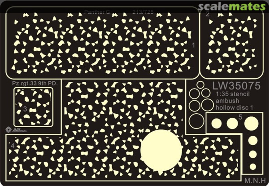 Boxart Panther G Spraying Stencil Hollow Disc Type 1 LW35075 Alliance Model Works