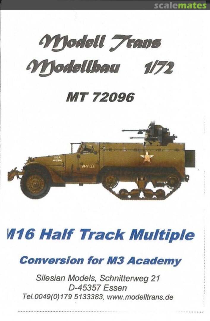 Boxart M16 Half Track Multiple MT72096 Modell Trans Modellbau