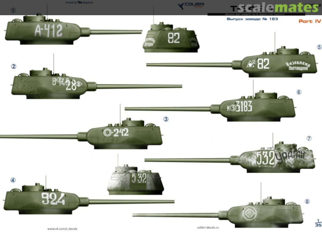 Boxart T-34-85 factory 183 Part IV 35032 Colibri Decals