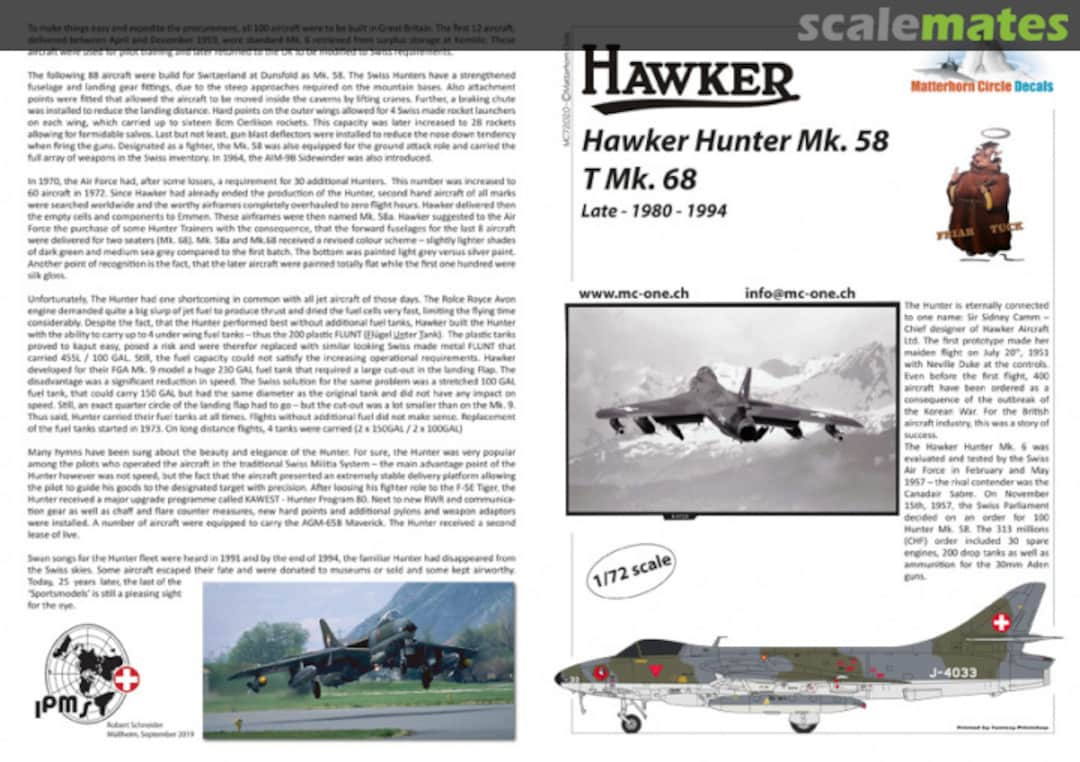 Boxart Hawker Hunter Mk.58 / T Mk.68 - late MC72020 Matterhorn Circle