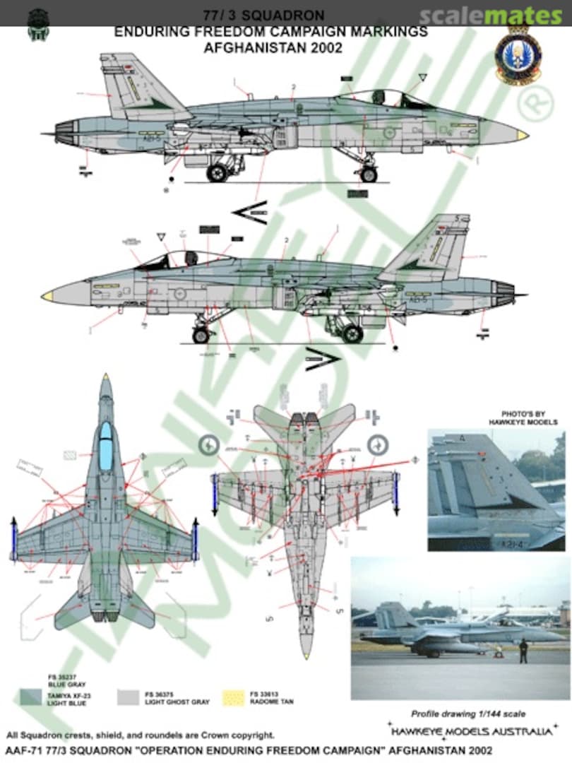 Boxart RAAF F/A-18A Hornet, 3 Sqn. & 77 Sqn. "Enduring Freedom" Afghanistan 2002 AAF-071 Hawkeye Models