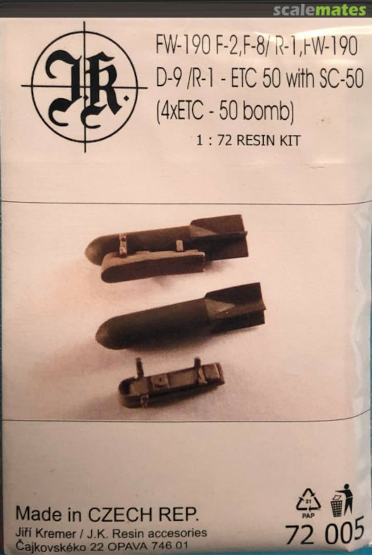 Boxart 4x ETC-50 with SC-50 bomb 72 005 J.K. Resin