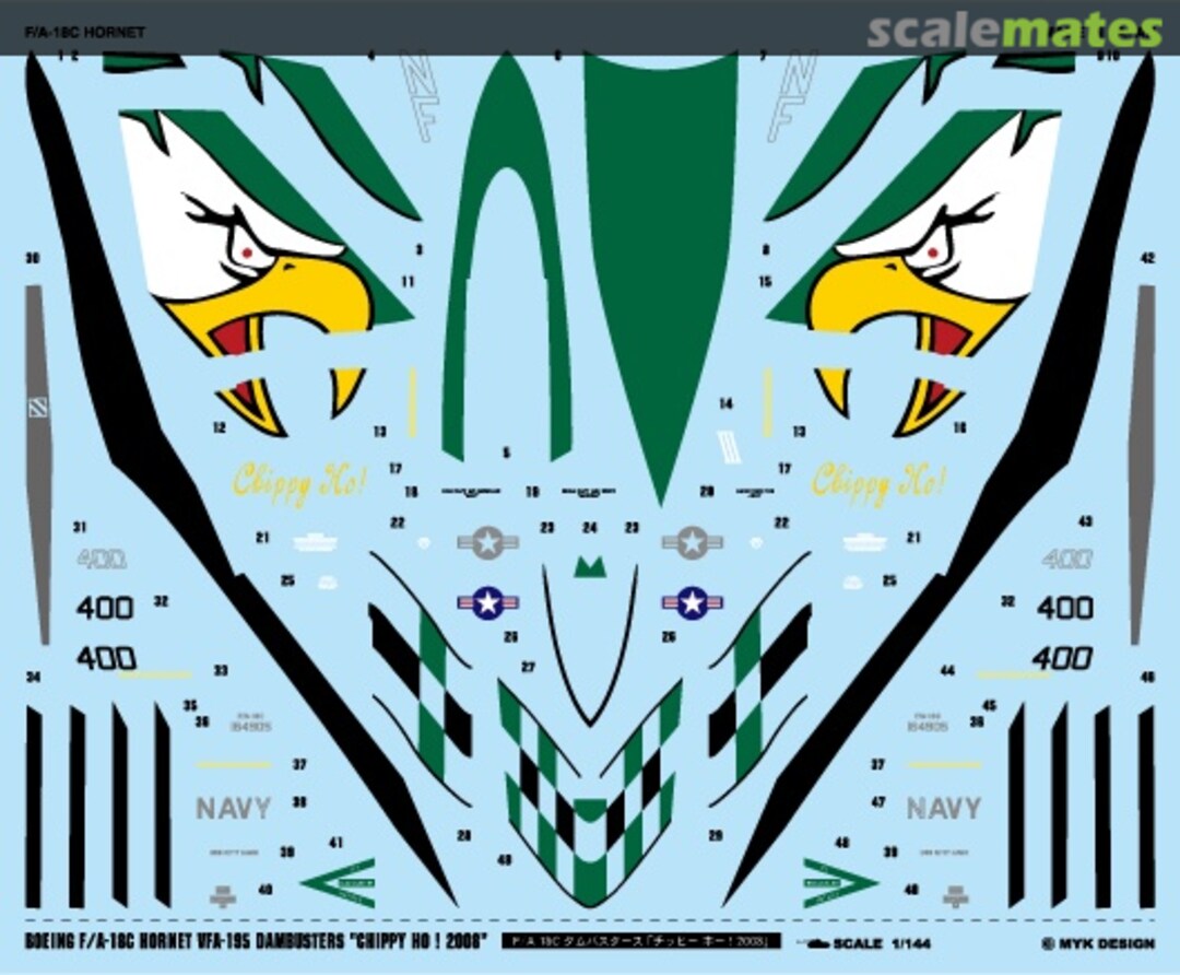 Boxart US Navy F/A-18C Hornet VFA-195 Dam Busters Chippy Ho! 2008 A-580 MYK Design