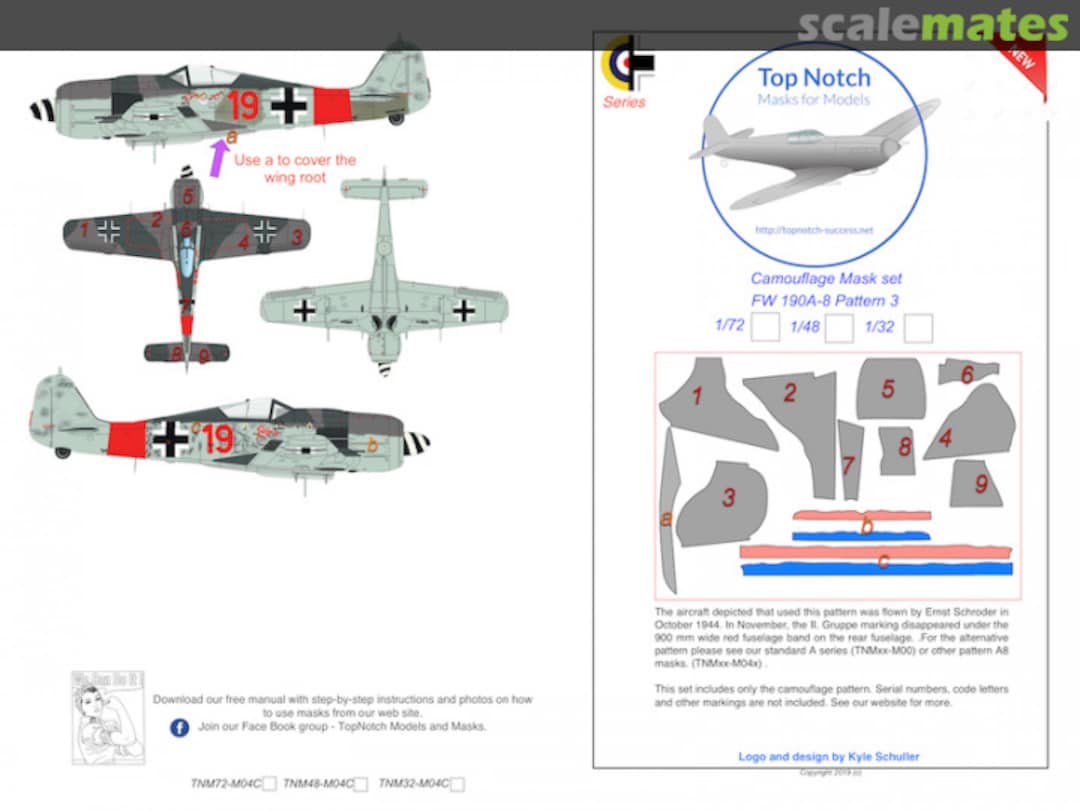 Boxart Focke-Wulf Fw-190A-8 series camouflage pattern paint masks pattern 3 TNM48-M006 TopNotch