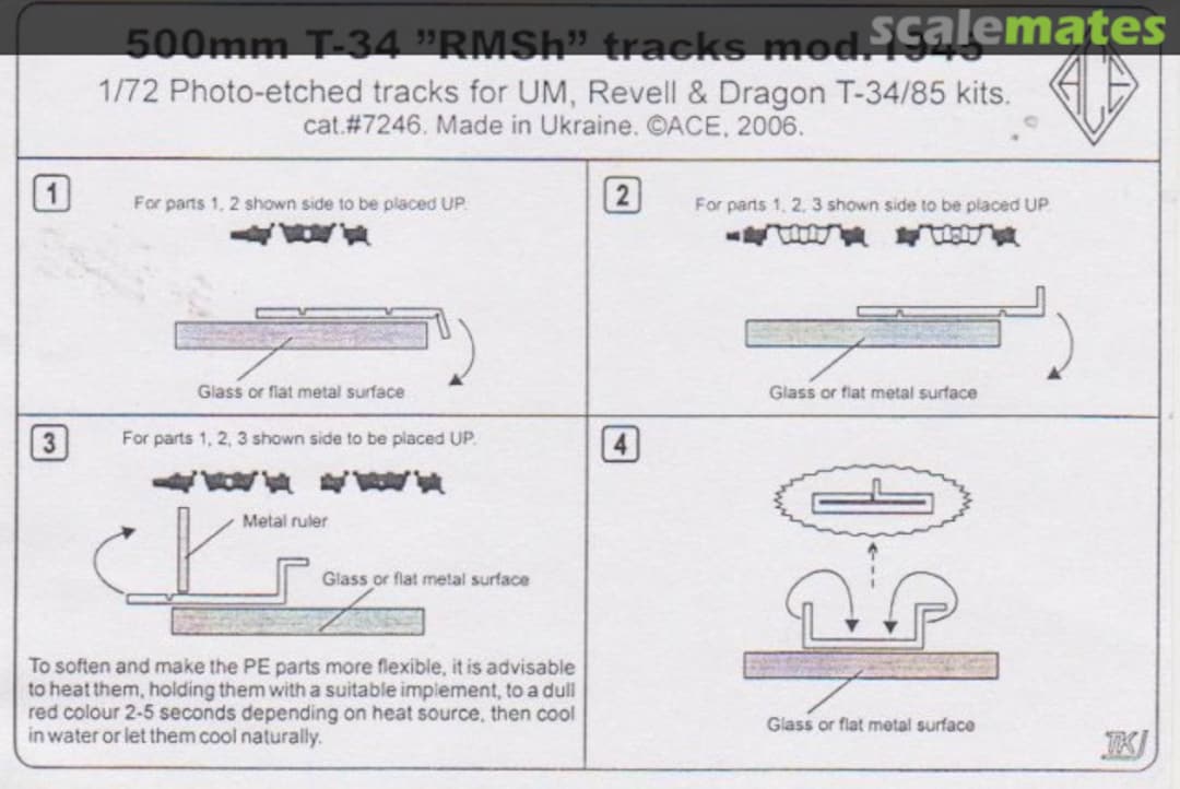 Boxart 500mm T-34 "RMSh" tracks mod.1945 7246 ACE